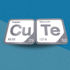 Periodic Table Word Sign - 'CUTE' (Copper + Tellurium) - 5.63 in x 5.63 - Durable & Eco-Friendly STEM Decor