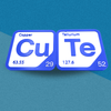 Periodic Table Word Sign - 'CUTE' (Copper + Tellurium) - 5.63 in x 5.63 - Durable & Eco-Friendly STEM Decor
