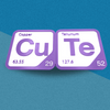 Periodic Table Word Sign - 'CUTE' (Copper + Tellurium) - 5.63 in x 5.63 - Durable & Eco-Friendly STEM Decor