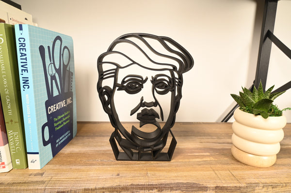 Donald Trump Face Silhouette, Minimalist Line Art, Portrait Sculpture, Elegant Political Artwork, Home Decor, Modern Hobbies, Desk Line Art