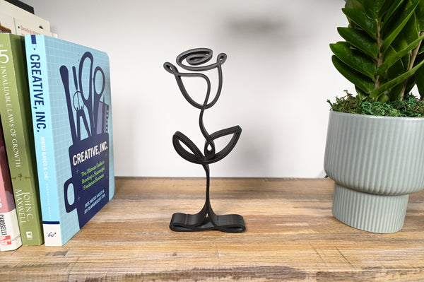 Classic Rose Sculpture, Minimalist Line Art, Rose Silhouette, Elegant Floral Home Decor, Modern Hobbies, Desk Line Art