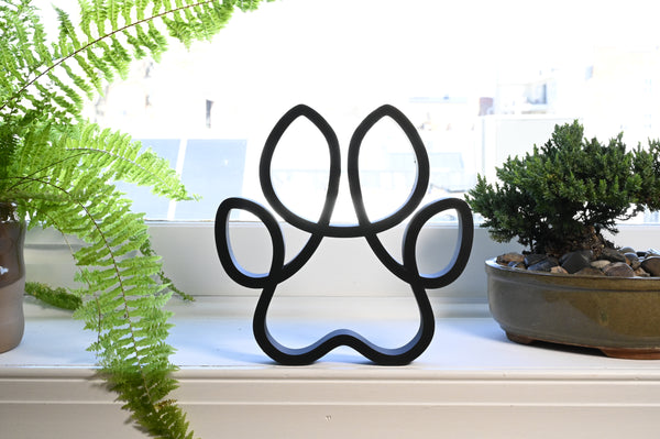 Curved Canine Paw Sculpture, Minimalist Line Art, Dog Paw Silhouette Decor, Pet Lover Gift, Home Decor, Modern Hobbies, Desk Line Art