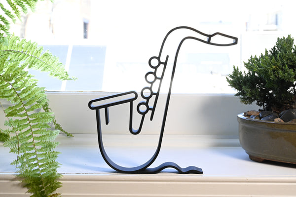 Classical Saxophone Decor, Minimalist Line Art, Music Lovers Home Decor, Modern Hobbies, Desk Line Art