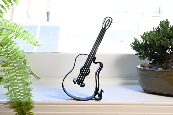Acoustic Guitar Sculpture, Minimalist Line Art, Elegant Music Enthusiast Home Decor, Modern Hobbies, Desk Line Art