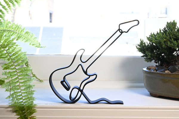 Electric Guitar Sculpture, Minimalist Line Art, Elegant Music Enthusiast Home Decor, Modern Hobbies, Desk Line Art