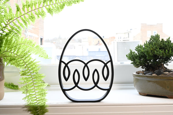 Ribbon Drift Easter Decor, Minimalist Line Art, Egg Silhouette Statue, Elegant Seasonal Home Decor, Modern Hobbies, Desk Line Art