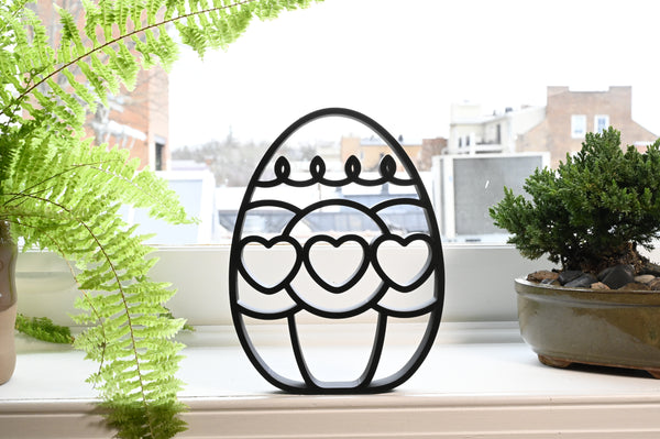 Heart Trio Easter Decor, Minimalist Line Art, Egg Statue, Elegant Seasonal Home Decor, Modern Hobbies, Desk Line Art