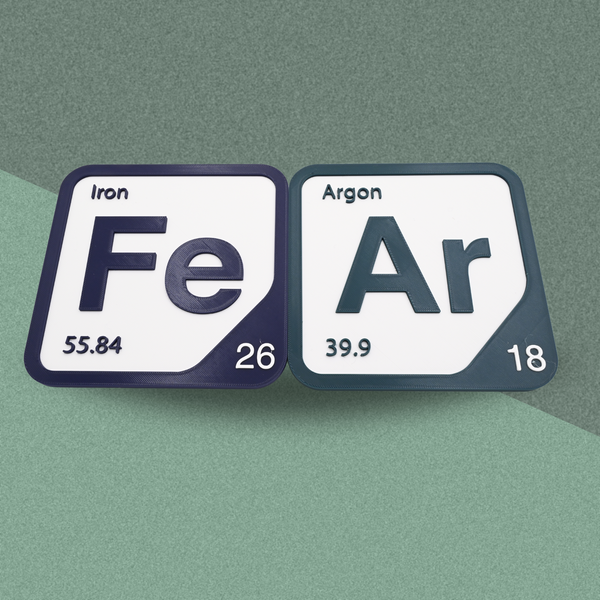 Periodic Table Word Sign - 'FEAR' (Iron + Argon) - 5.63 in x 5.63 - Durable & Eco-Friendly STEM Decor