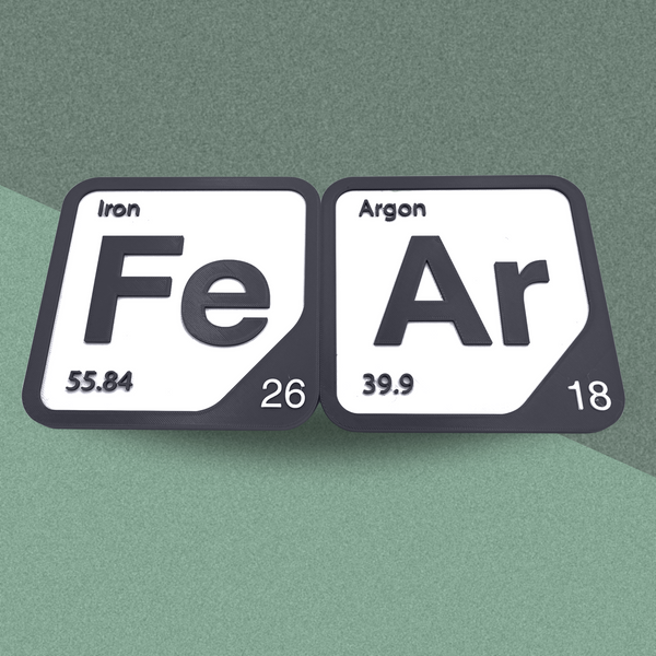 Periodic Table Word Sign - 'FEAR' (Iron + Argon) - 5.63 in x 5.63 - Durable & Eco-Friendly STEM Decor