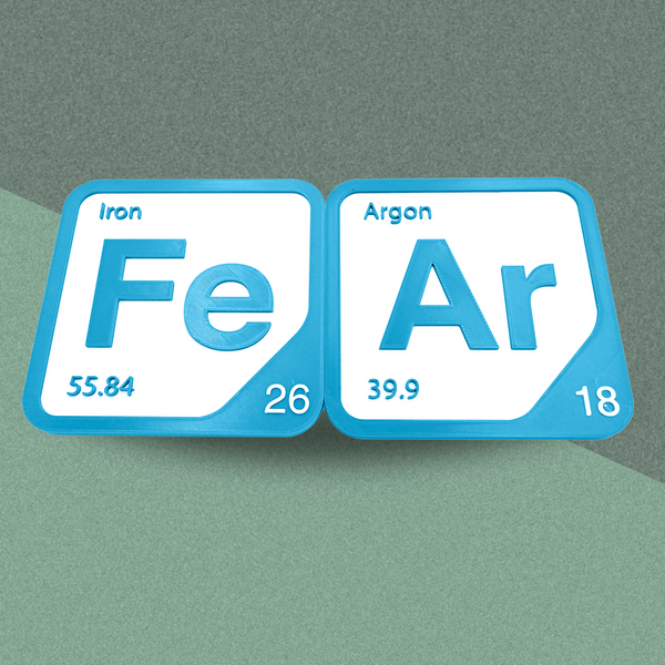 Periodic Table Word Sign - 'FEAR' (Iron + Argon) - 5.63 in x 5.63 - Durable & Eco-Friendly STEM Decor