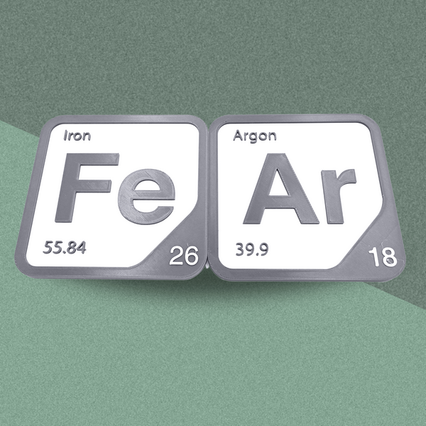 Periodic Table Word Sign - 'FEAR' (Iron + Argon) - 5.63 in x 5.63 - Durable & Eco-Friendly STEM Decor