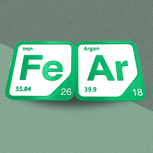 Periodic Table Word Sign - 'FEAR' (Iron + Argon) - 5.63 in x 5.63 - Durable & Eco-Friendly STEM Decor