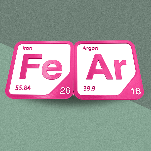 Periodic Table Word Sign - 'FEAR' (Iron + Argon) - 5.63 in x 5.63 - Durable & Eco-Friendly STEM Decor