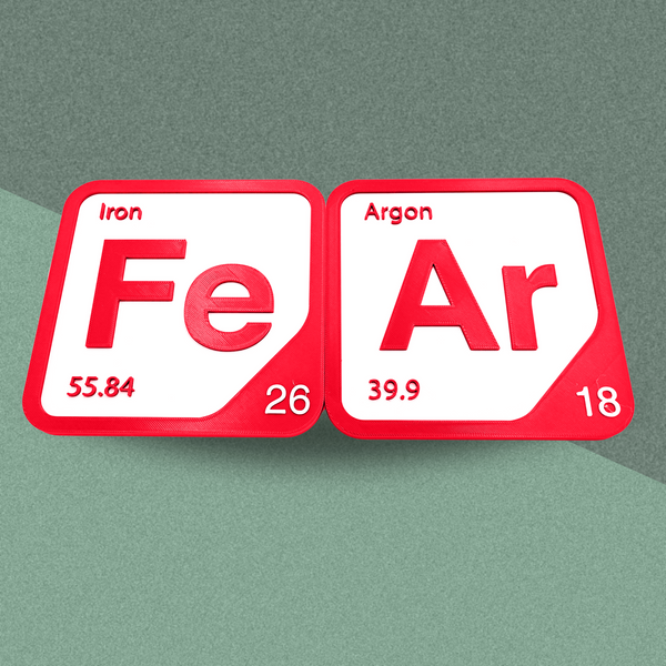 Periodic Table Word Sign - 'FEAR' (Iron + Argon) - 5.63 in x 5.63 - Durable & Eco-Friendly STEM Decor