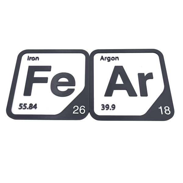 Periodic Table Word Sign - 'FEAR' (Iron + Argon) - 5.63 in x 5.63 - Durable & Eco-Friendly STEM Decor