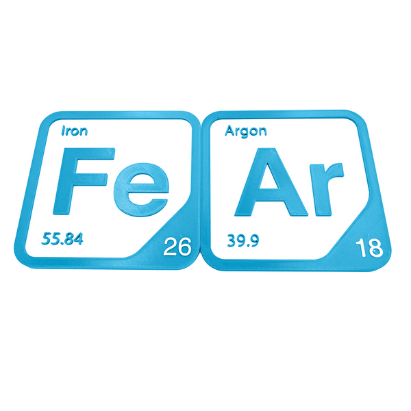 Periodic Table Word Sign - 'FEAR' (Iron + Argon) - 5.63 in x 5.63 - Durable & Eco-Friendly STEM Decor