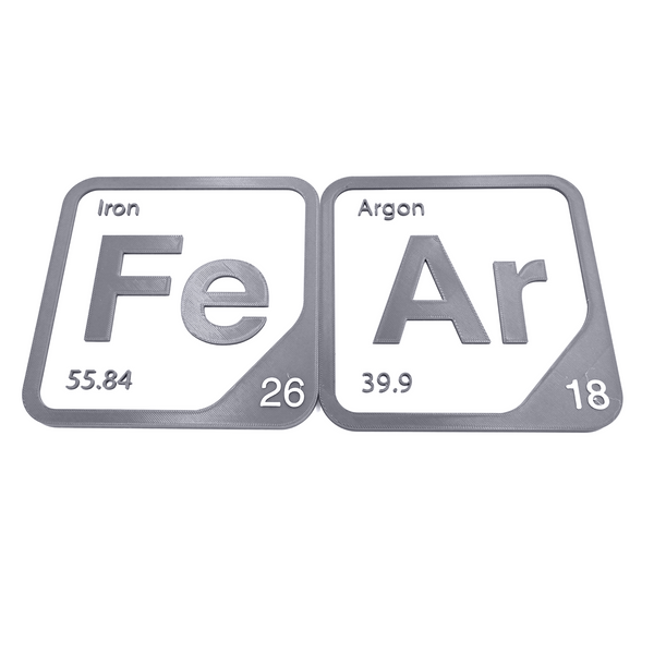 Periodic Table Word Sign - 'FEAR' (Iron + Argon) - 5.63 in x 5.63 - Durable & Eco-Friendly STEM Decor
