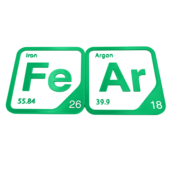 Periodic Table Word Sign - 'FEAR' (Iron + Argon) - 5.63 in x 5.63 - Durable & Eco-Friendly STEM Decor