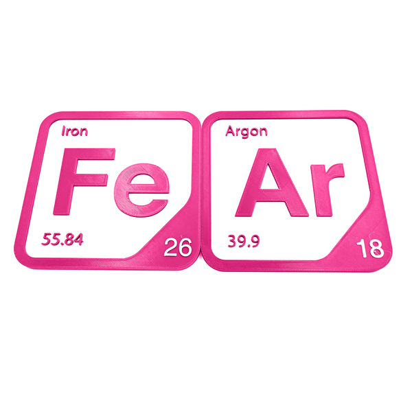 Periodic Table Word Sign - 'FEAR' (Iron + Argon) - 5.63 in x 5.63 - Durable & Eco-Friendly STEM Decor
