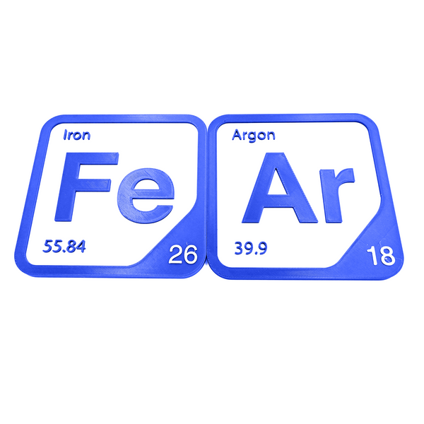 Periodic Table Word Sign - 'FEAR' (Iron + Argon) - 5.63 in x 5.63 - Durable & Eco-Friendly STEM Decor