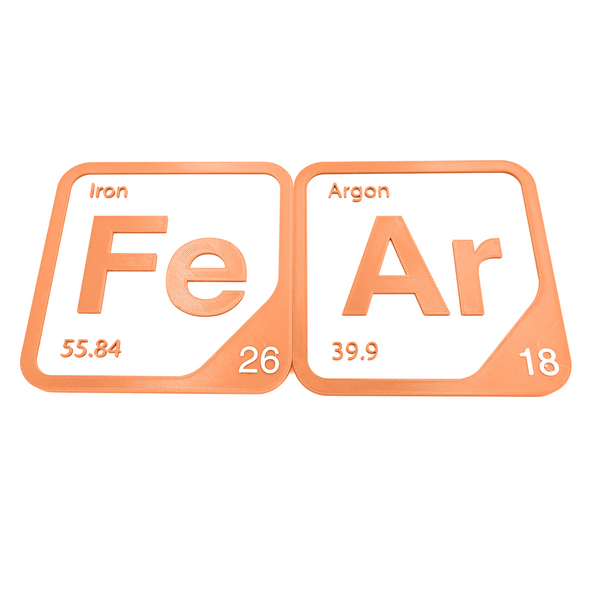 Periodic Table Word Sign - 'FEAR' (Iron + Argon) - 5.63 in x 5.63 - Durable & Eco-Friendly STEM Decor