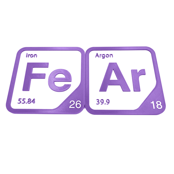 Periodic Table Word Sign - 'FEAR' (Iron + Argon) - 5.63 in x 5.63 - Durable & Eco-Friendly STEM Decor