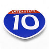 Interstate 10 Road Sign Replica | 8.53 x 8.54 Inches | Blue with White and Red