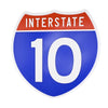 Interstate 10 Road Sign Replica | 8.53 x 8.54 Inches | Blue with White and Red