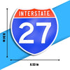 Interstate 27 Road Sign Replica – Personalized Travel Sign | Home & Office Wall Decor (8.54” x 8.53”)