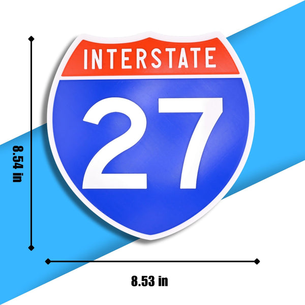 Interstate 27 Road Sign Replica – Personalized Travel Sign | Home & Office Wall Decor (8.54” x 8.53”)