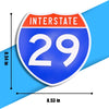 Interstate 29 Road Sign Replica – Personalized Travel Sign | Home & Office Wall Decor (8.54” x 8.53”)