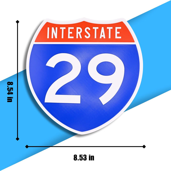 Interstate 29 Road Sign Replica – Personalized Travel Sign | Home & Office Wall Decor (8.54” x 8.53”)
