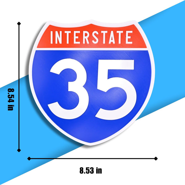 Interstate 35 Road Sign Replica – Personalized Travel Sign | Home & Office Wall Decor (8.54” x 8.53”)