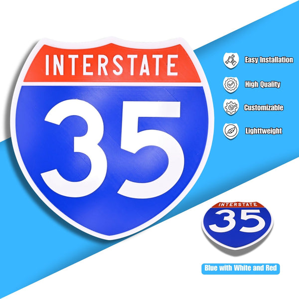 Interstate 35 Road Sign Replica – Personalized Travel Sign | Home & Office Wall Decor (8.54” x 8.53”)