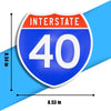 Interstate 40 Road Sign Replica – Personalized Travel Sign | Home & Office Wall Decor (8.54” x 8.53”)