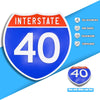 Interstate 40 Road Sign Replica – Personalized Travel Sign | Home & Office Wall Decor (8.54” x 8.53”)