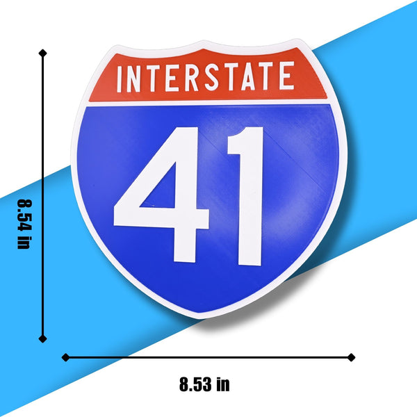 Interstate 41 Road Sign Replica – Personalized Travel Sign | Home & Office Wall Decor (8.54” x 8.53”)