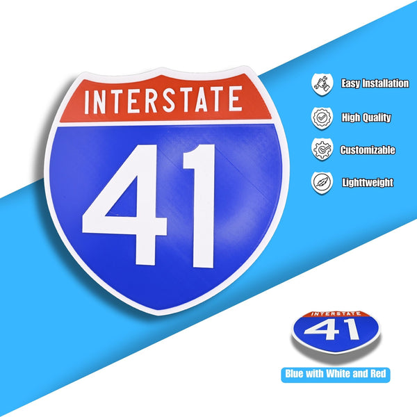 Interstate 41 Road Sign Replica – Personalized Travel Sign | Home & Office Wall Decor (8.54” x 8.53”)