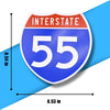 Interstate 55 Road Sign Replica – Personalized Travel Sign | Home & Office Wall Decor (8.54” x 8.53”)
