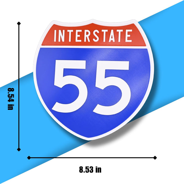 Interstate 55 Road Sign Replica – Personalized Travel Sign | Home & Office Wall Decor (8.54” x 8.53”)