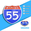Interstate 55 Road Sign Replica – Personalized Travel Sign | Home & Office Wall Decor (8.54” x 8.53”)