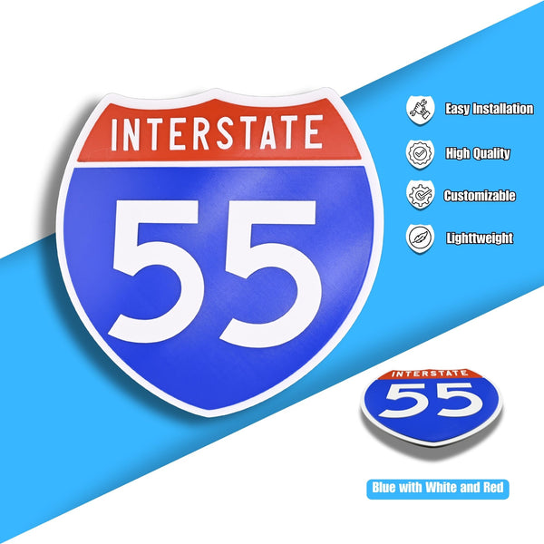Interstate 55 Road Sign Replica – Personalized Travel Sign | Home & Office Wall Decor (8.54” x 8.53”)