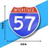 Interstate 57 Road Sign Replica – Personalized Travel Sign | Home & Office Wall Decor (8.54” x 8.53”)