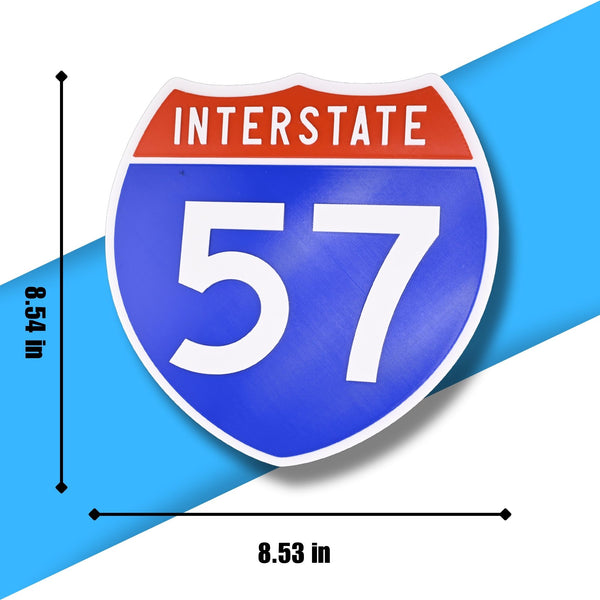 Interstate 57 Road Sign Replica – Personalized Travel Sign | Home & Office Wall Decor (8.54” x 8.53”)
