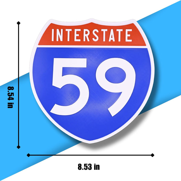Interstate 59 Road Sign Replica – Personalized Travel Sign | Home & Office Wall Decor (8.54” x 8.53”)