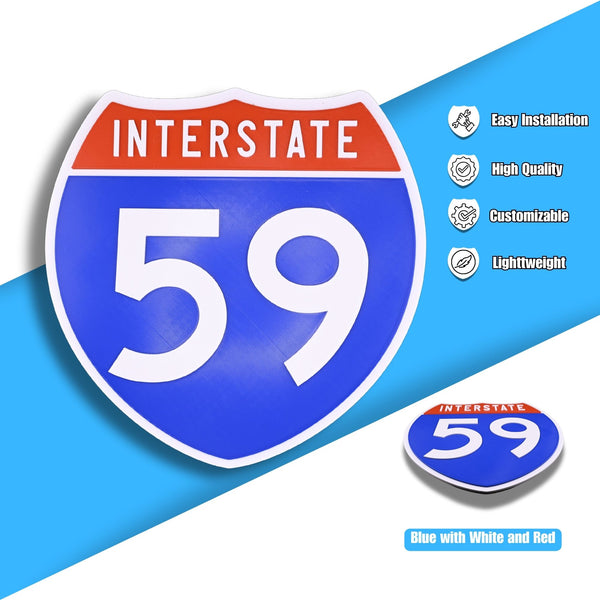Interstate 59 Road Sign Replica – Personalized Travel Sign | Home & Office Wall Decor (8.54” x 8.53”)