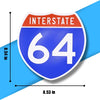 Interstate 64 Road Sign Replica – Personalized Travel Sign | Home & Office Wall Decor (8.54” x 8.53”)