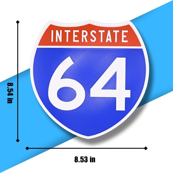 Interstate 64 Road Sign Replica – Personalized Travel Sign | Home & Office Wall Decor (8.54” x 8.53”)