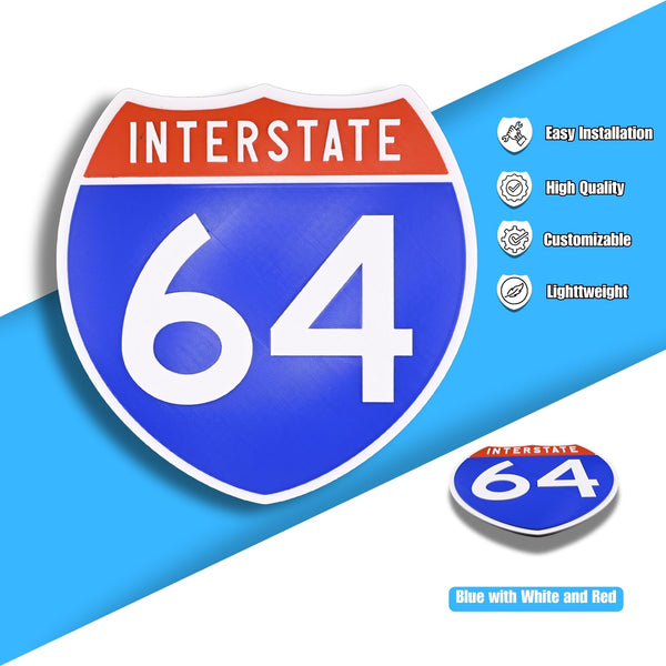 Interstate 64 Road Sign Replica – Personalized Travel Sign | Home & Office Wall Decor (8.54” x 8.53”)
