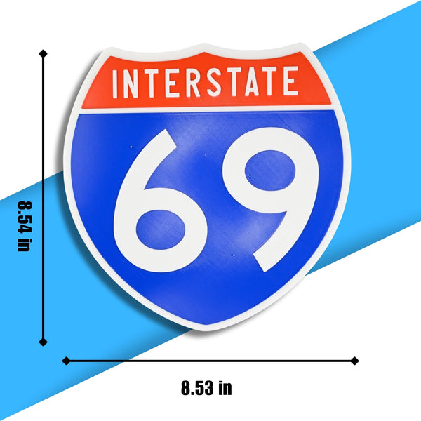 Interstate 69 Road Sign Replica – Personalized Travel Sign | Home & Office Wall Decor (8.54” x 8.53”)